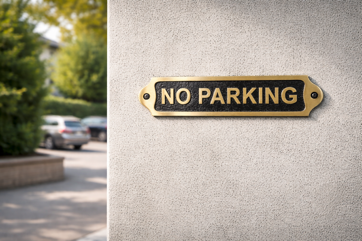 Custom No Parking Solid Brass Plaque