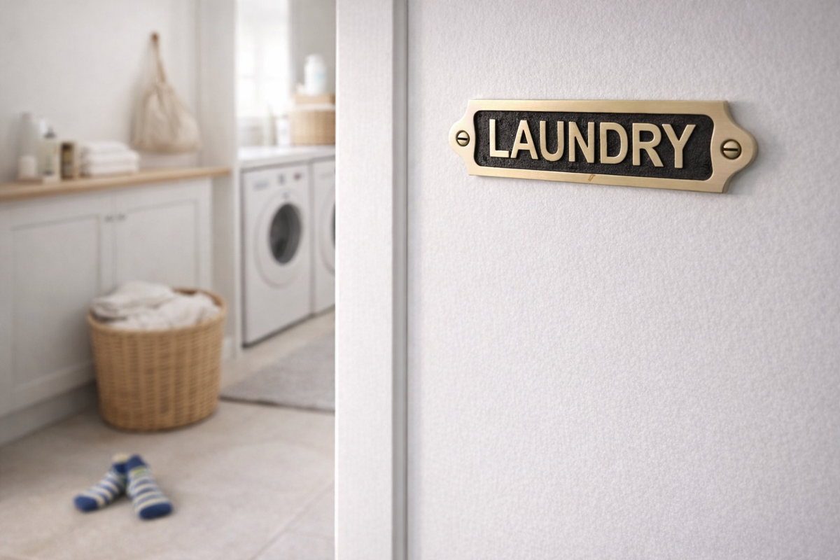 Solid Brass Laundry Sign