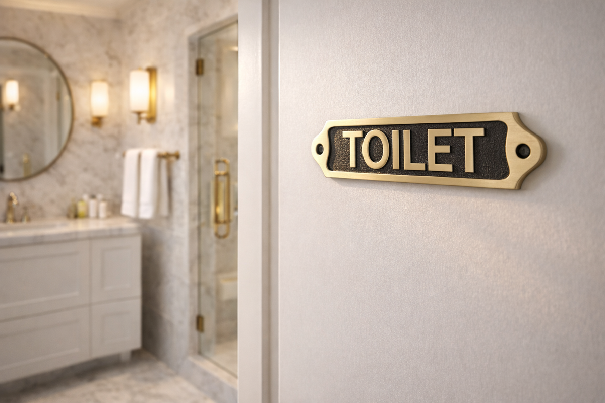Toilet Solid Brass Plaque