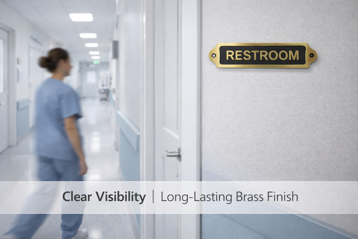 Custom Brass Restroom Plaque