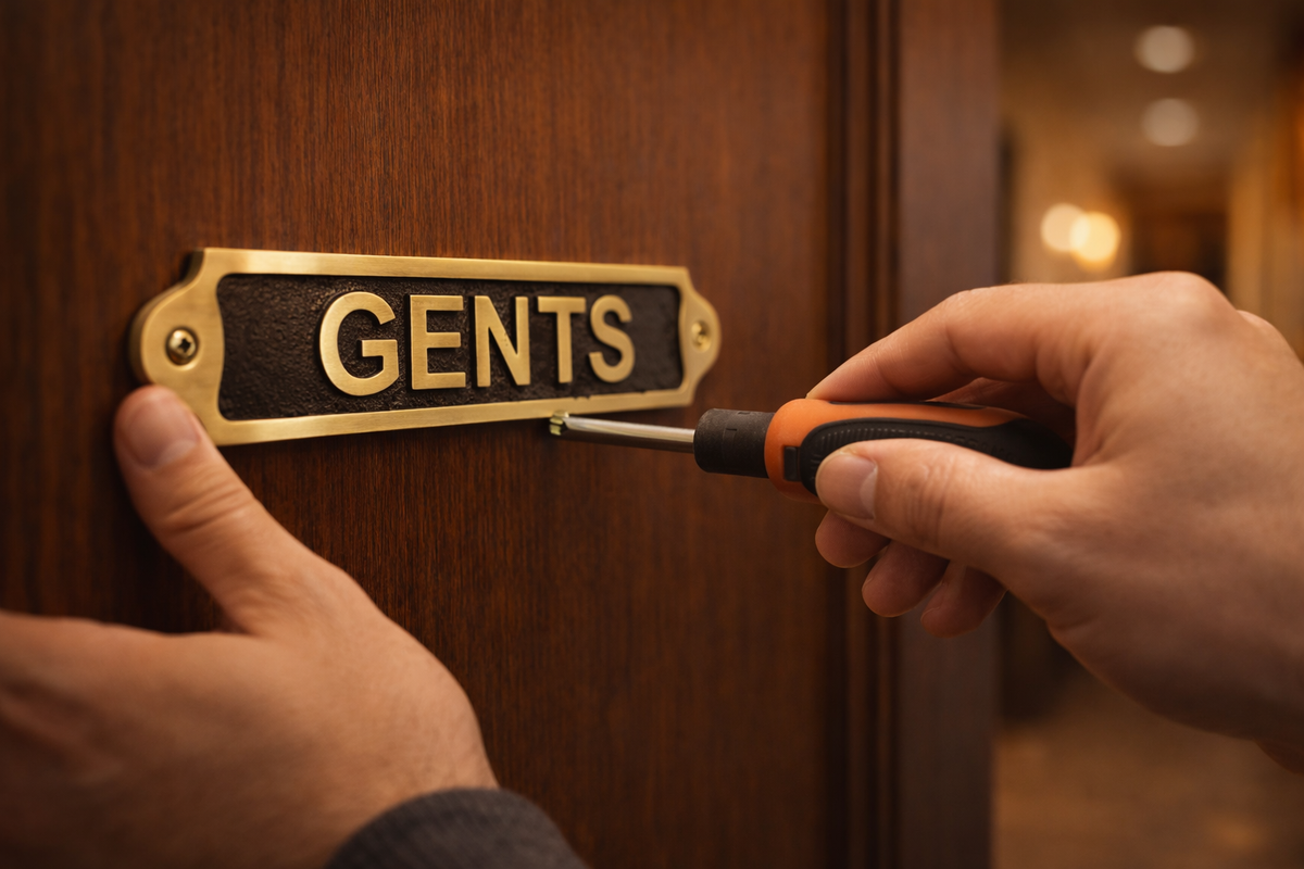 Custom Antique Style Gents Wall Plaque