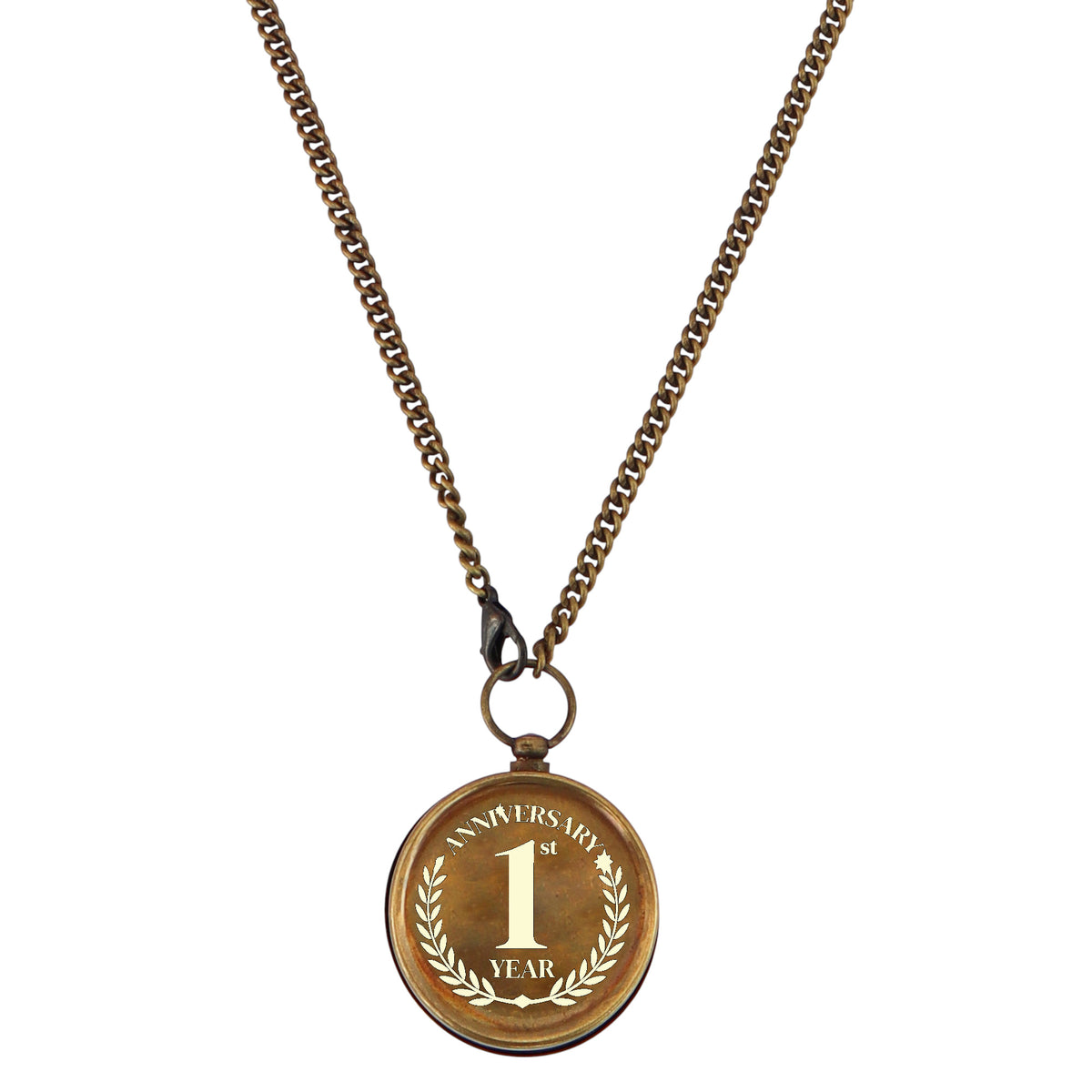 Personalised Vintage Style Bronze Compass Necklace