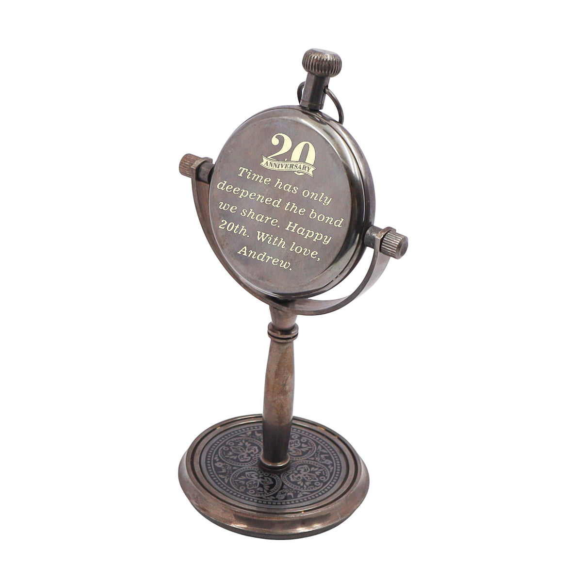 Personalised 20th Porcelain Anniversary Desk Clock