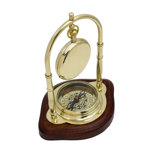 Personalised Brass Desk Clock with Compass
