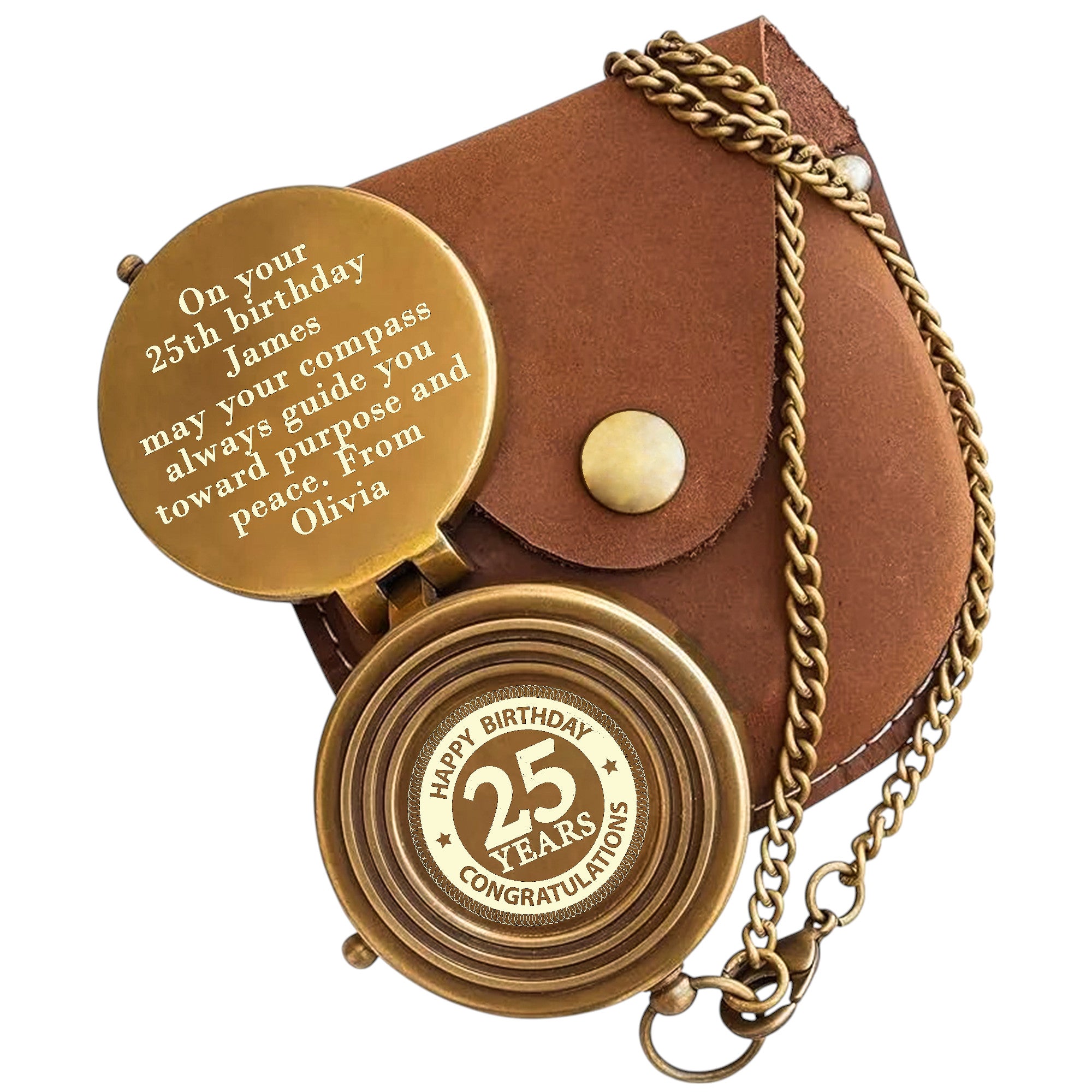 Personalised 25th Birthday Compass