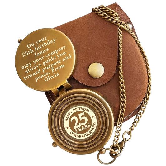 Personalised 25th Birthday Compass