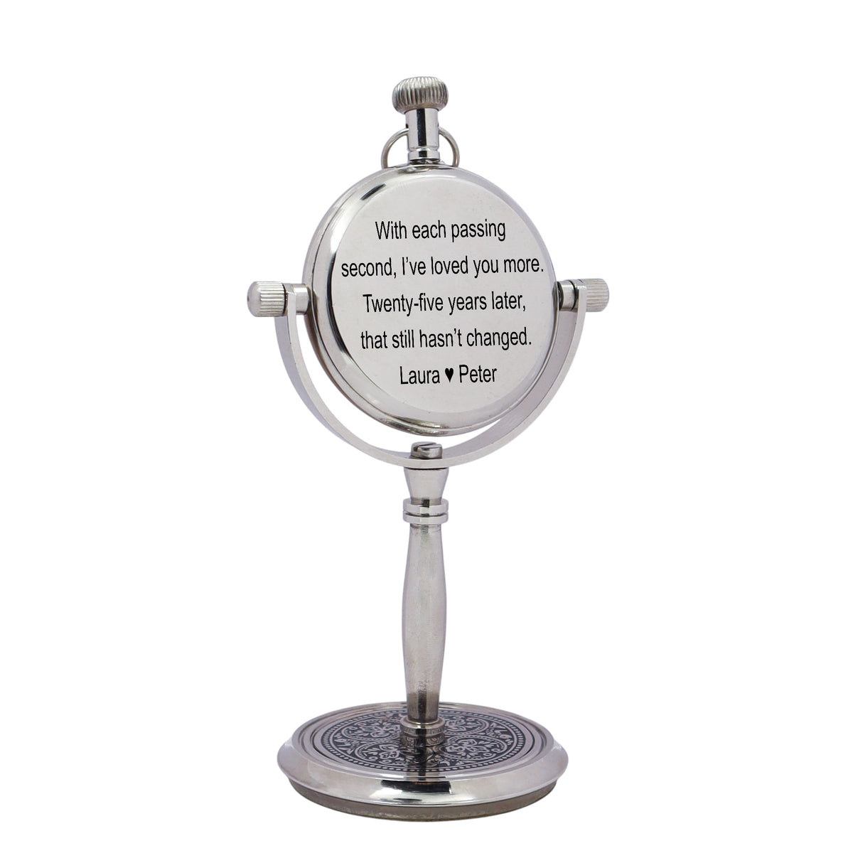 Personalized 25th Anniversary Chrome Desk Clock