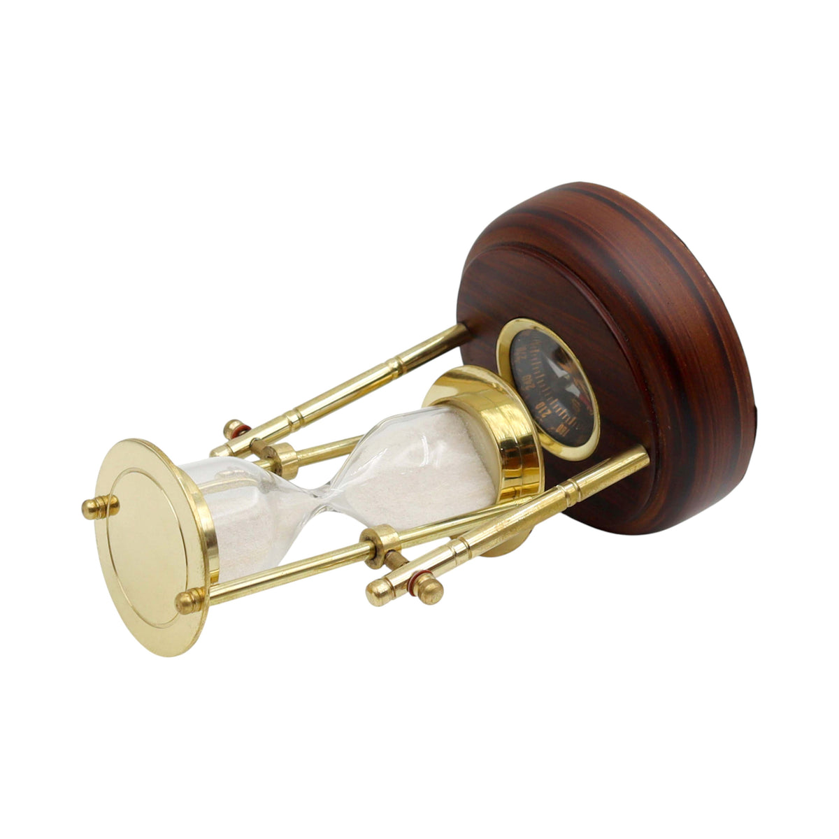 Custom 3 Minute Hourglass with Wooden Base & Compass