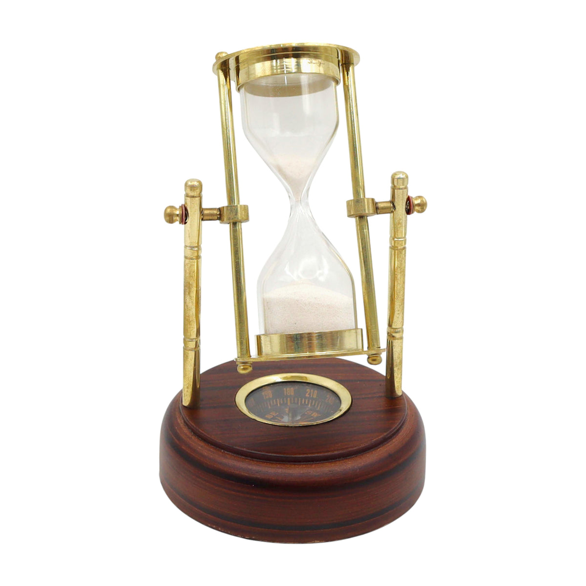 Custom 3 Minute Hourglass with Wooden Base & Compass