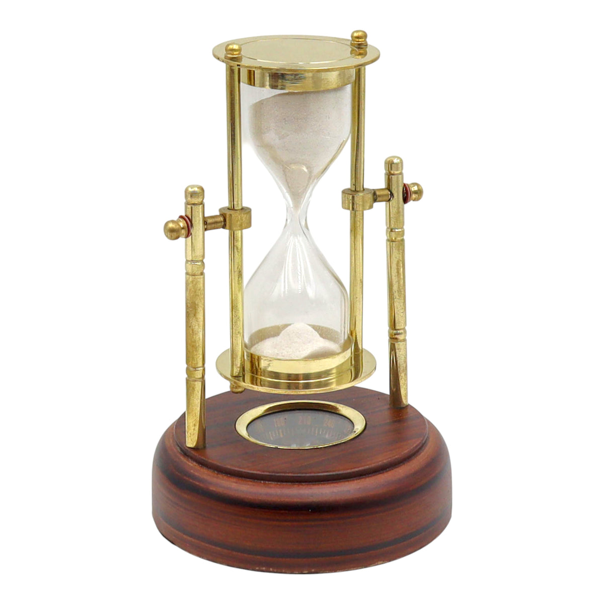Custom 3 Minute Hourglass with Wooden Base & Compass