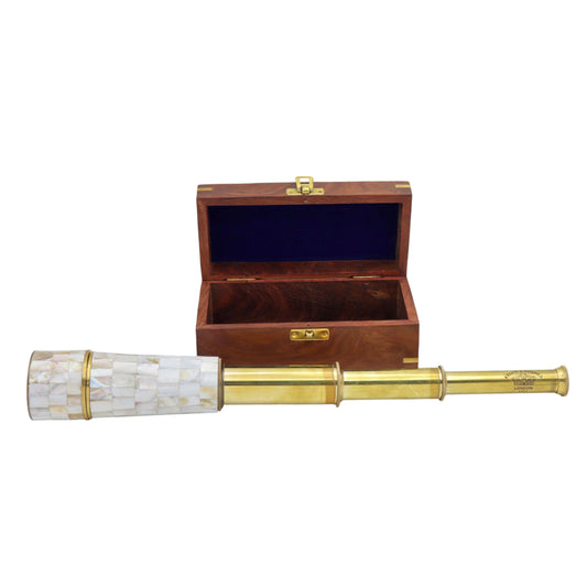 Personalised Mother of Pearl Telescope with Wooden Box