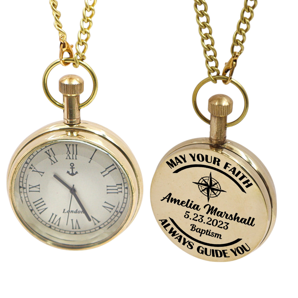 Custom Baptism Pocket Watch for Son, Grandson, Godson