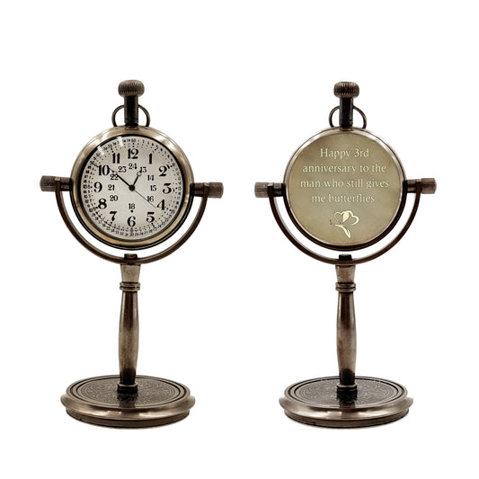 Personalised 3rd Leather Anniversary Desk Clock