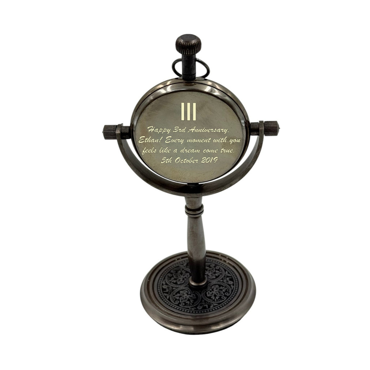 Personalised 3rd Leather Anniversary Desk Clock