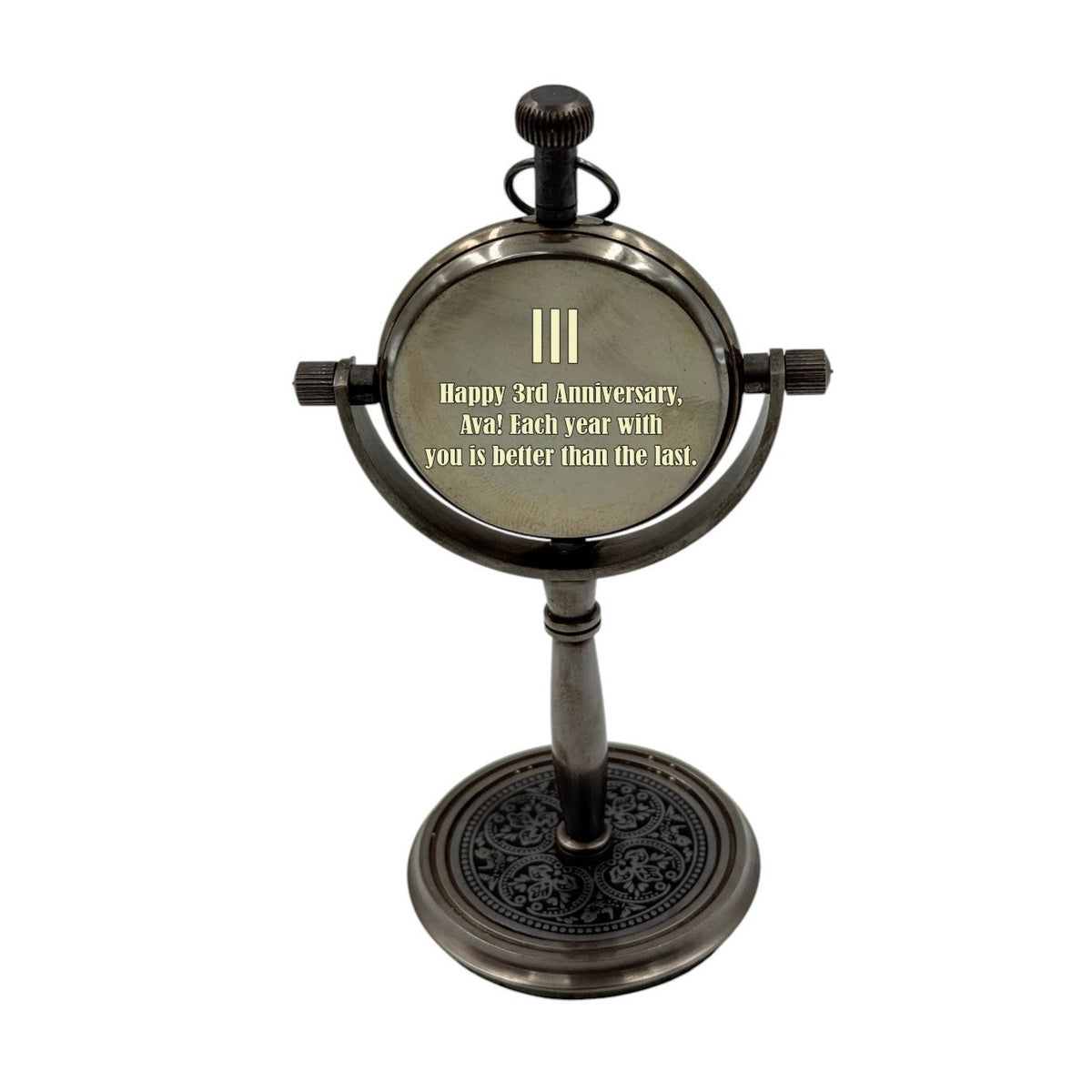 Personalised 3rd Leather Anniversary Desk Clock