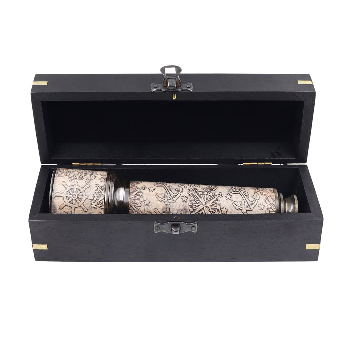 Personalised 16-Inch Gunmetal & Leather Telescope