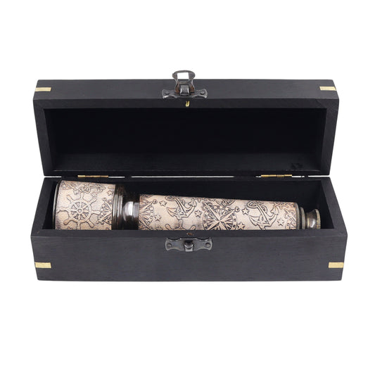 Personalised 16-Inch Gunmetal & Leather Telescope