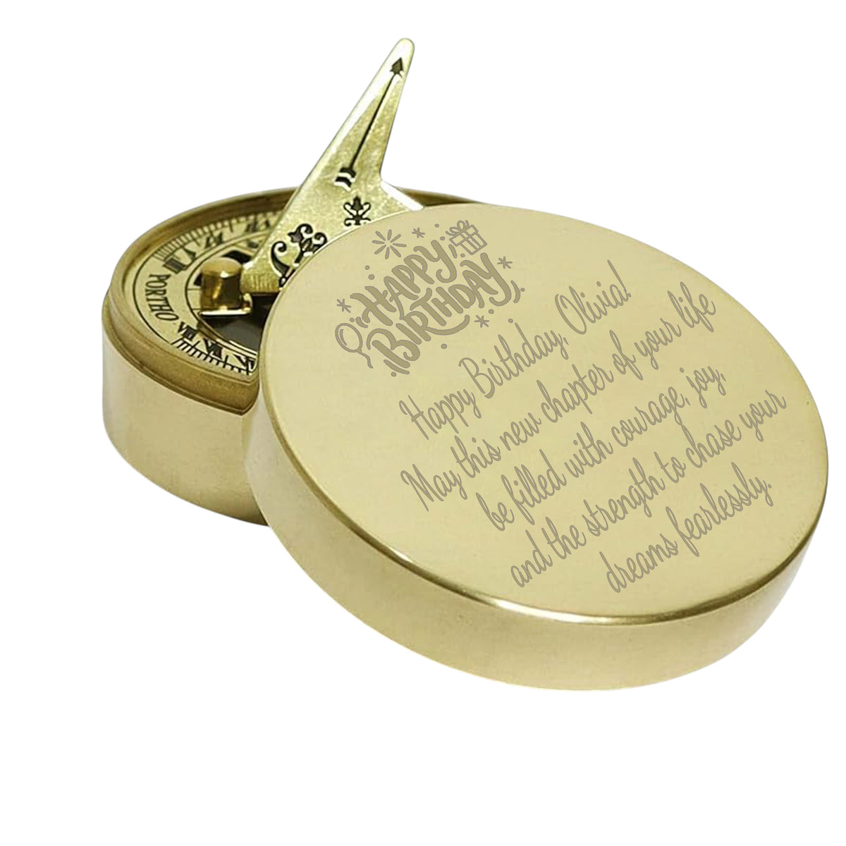 Personalised Brass Signature Sundial Compass