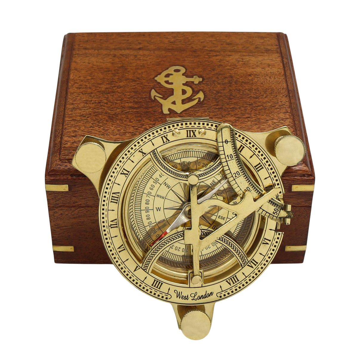 Personalised 4-Inch Brass Sundial Compass