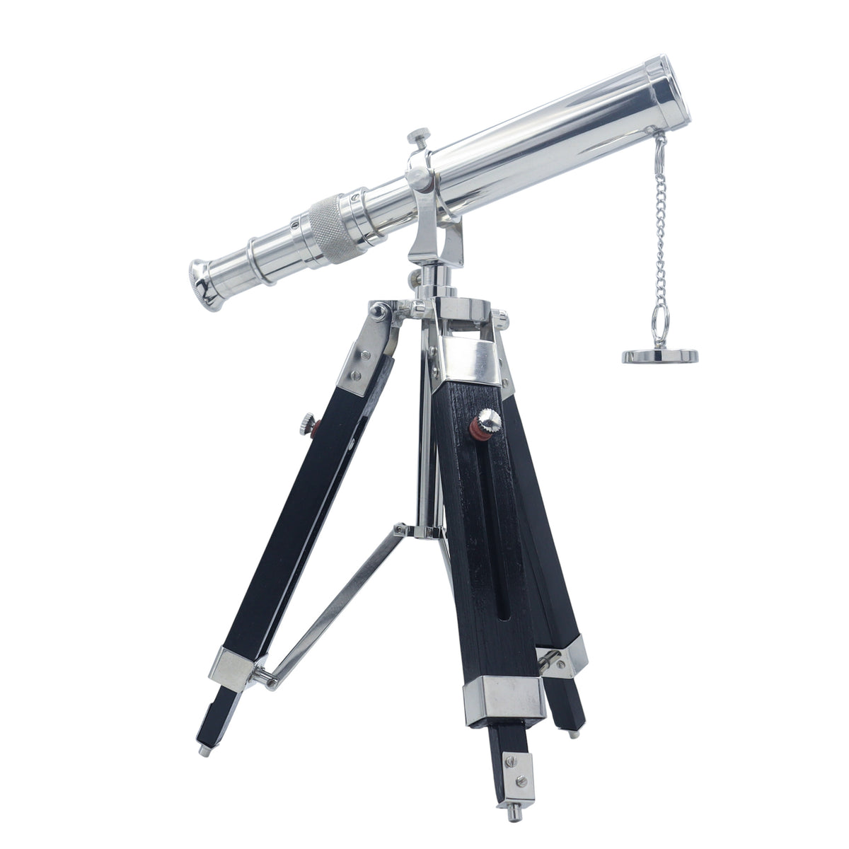 Personalised Chrome Telescope with Black Wooden Tripod