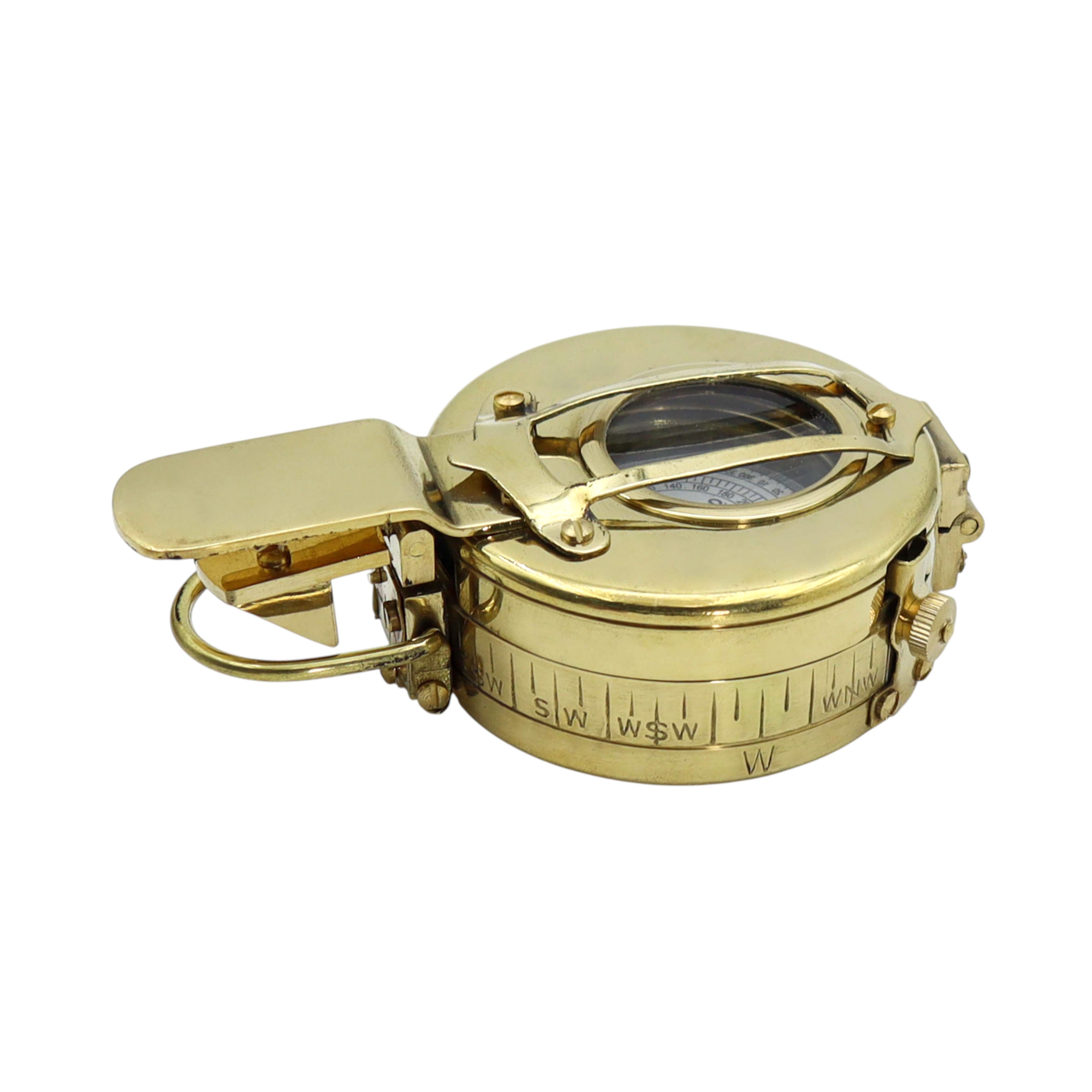 Personalised Brass Prismatic Marching Compass with Wooden Box