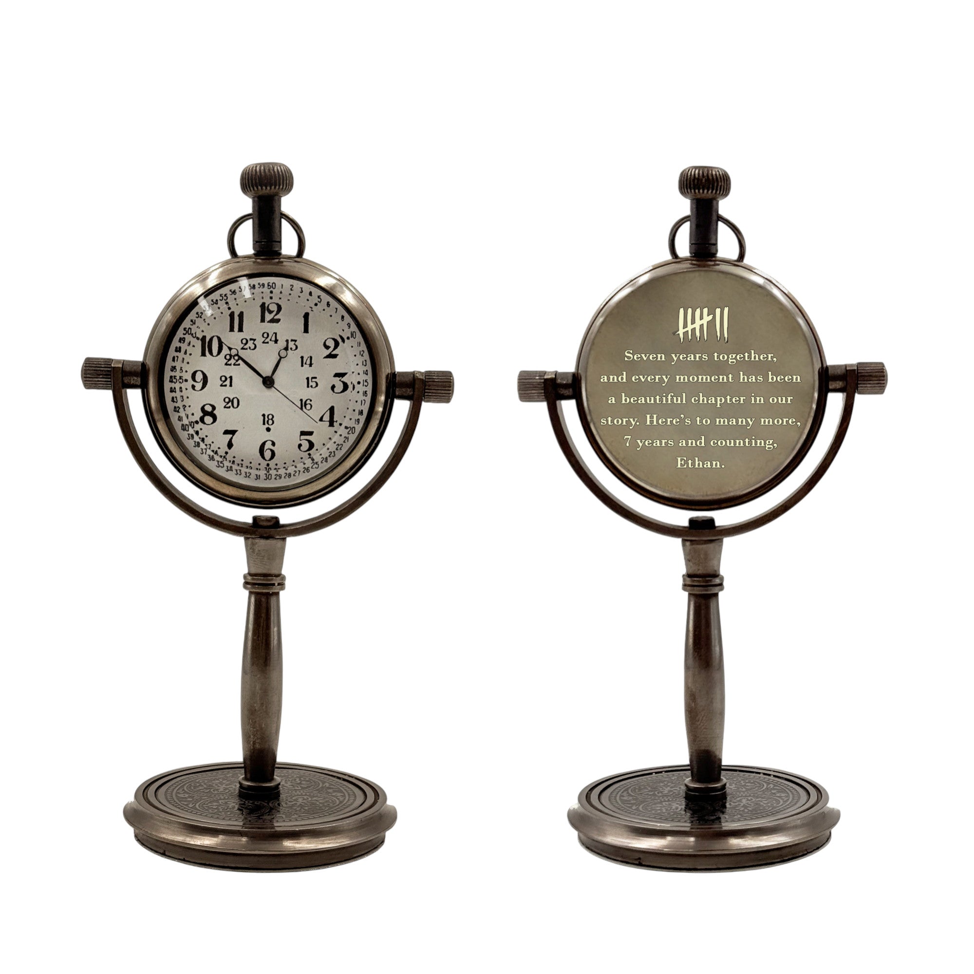 Personalised 7th Wool Anniversary Desk Clock