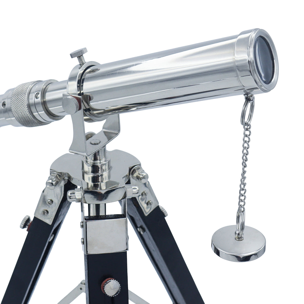 Personalised Chrome Telescope with Black Wooden Tripod