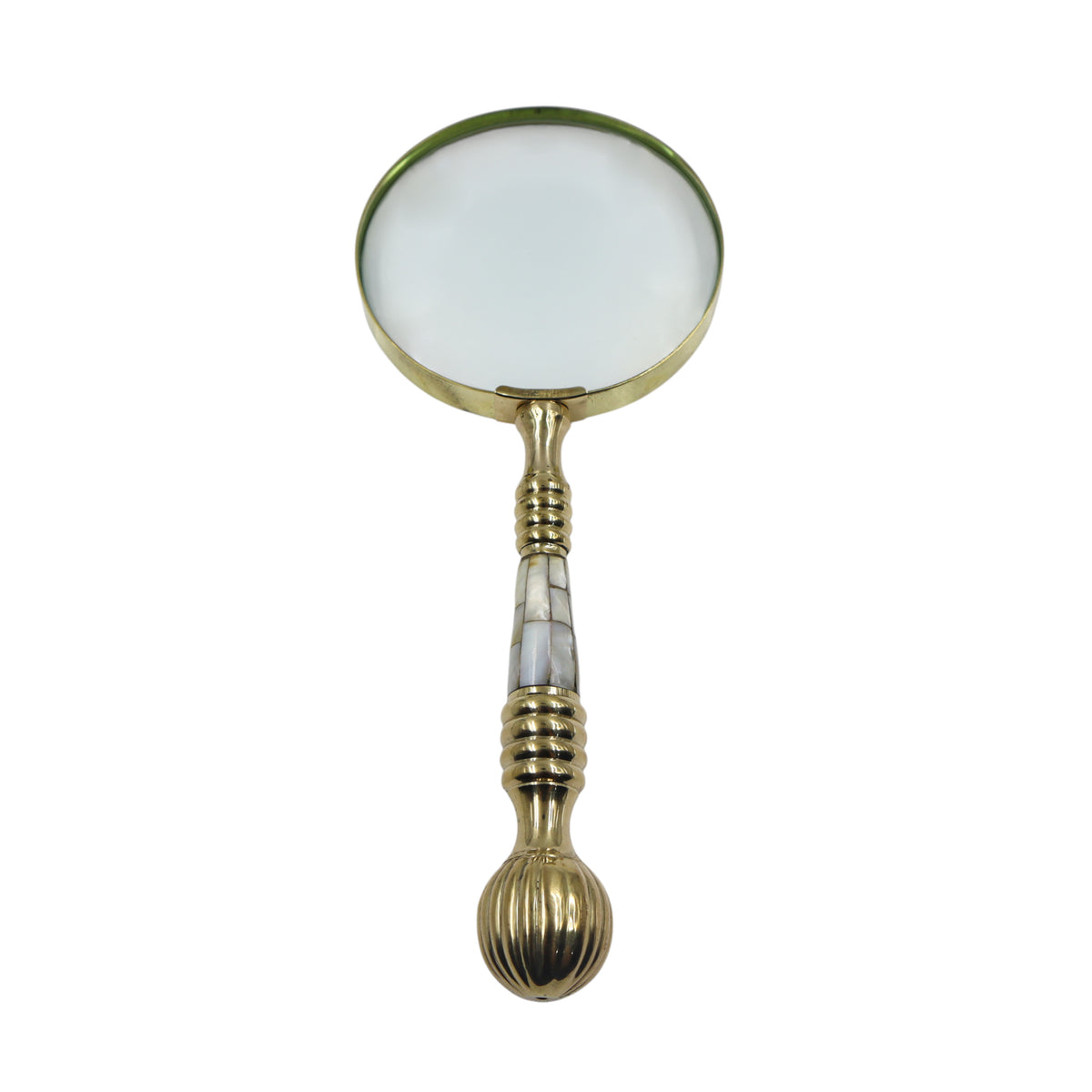 Mother of Pearl Brass Magnifying Glass with Wooden Box