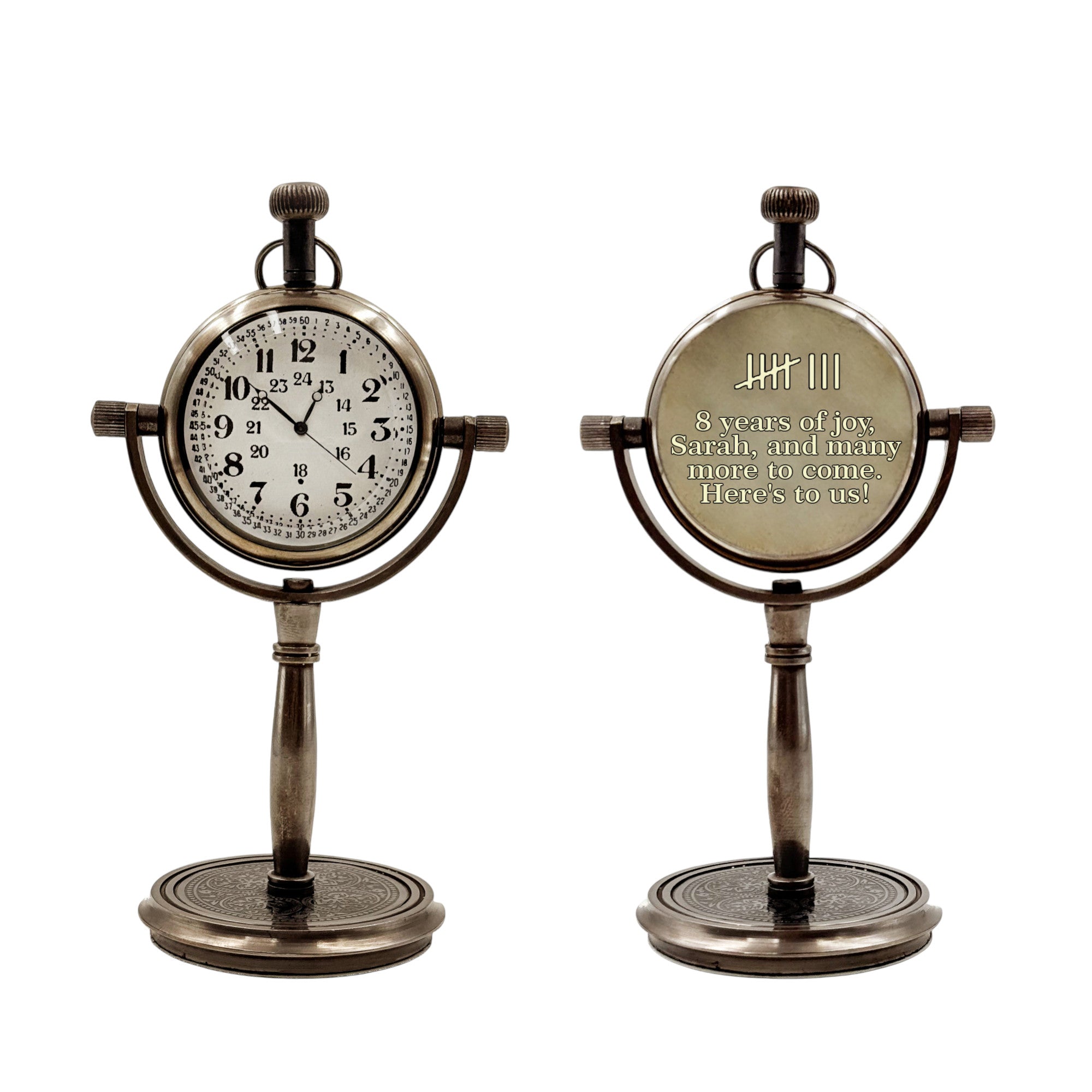 Personalised 8th Bronze Anniversary Desk Clock