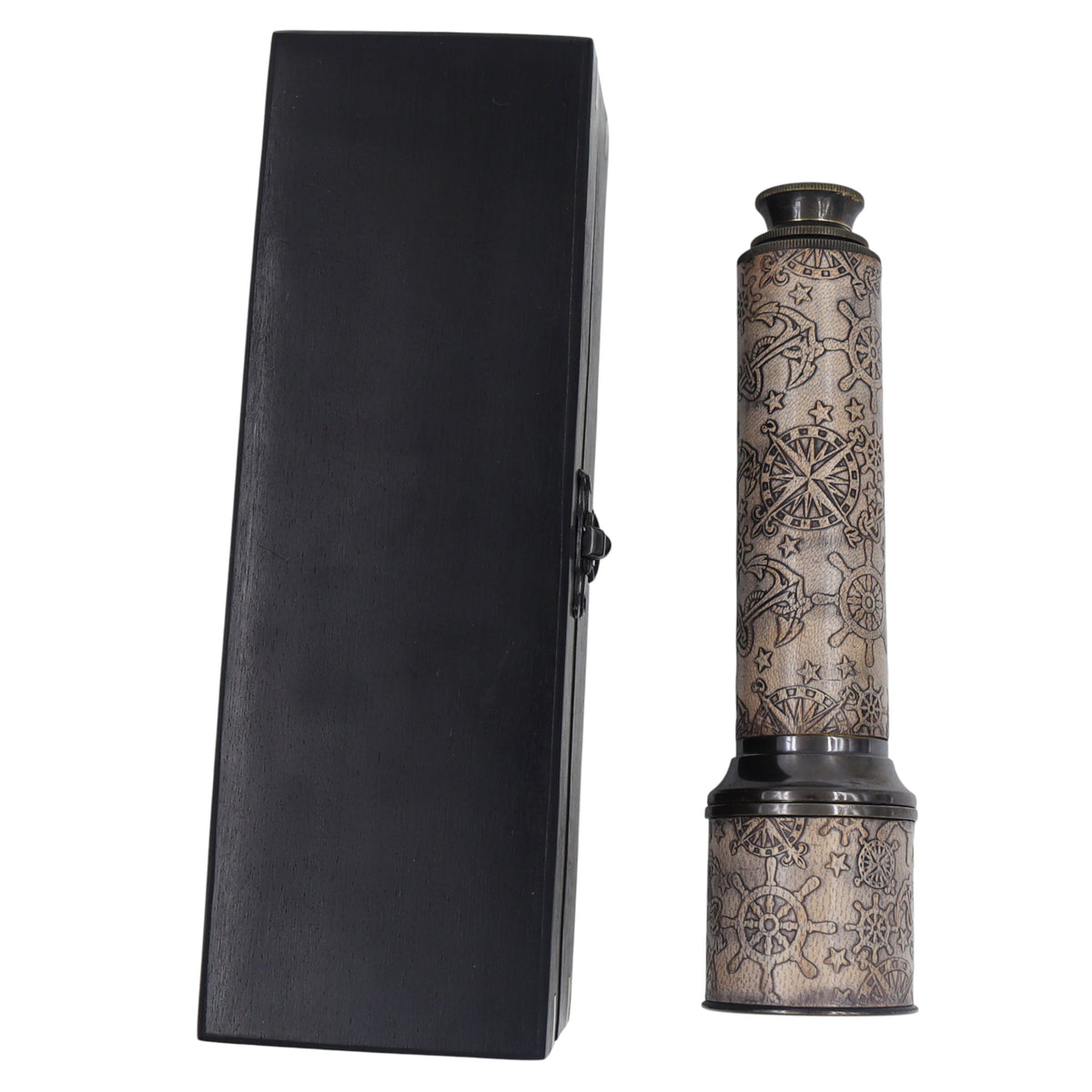 Personalised 16-Inch Gunmetal & Leather Telescope