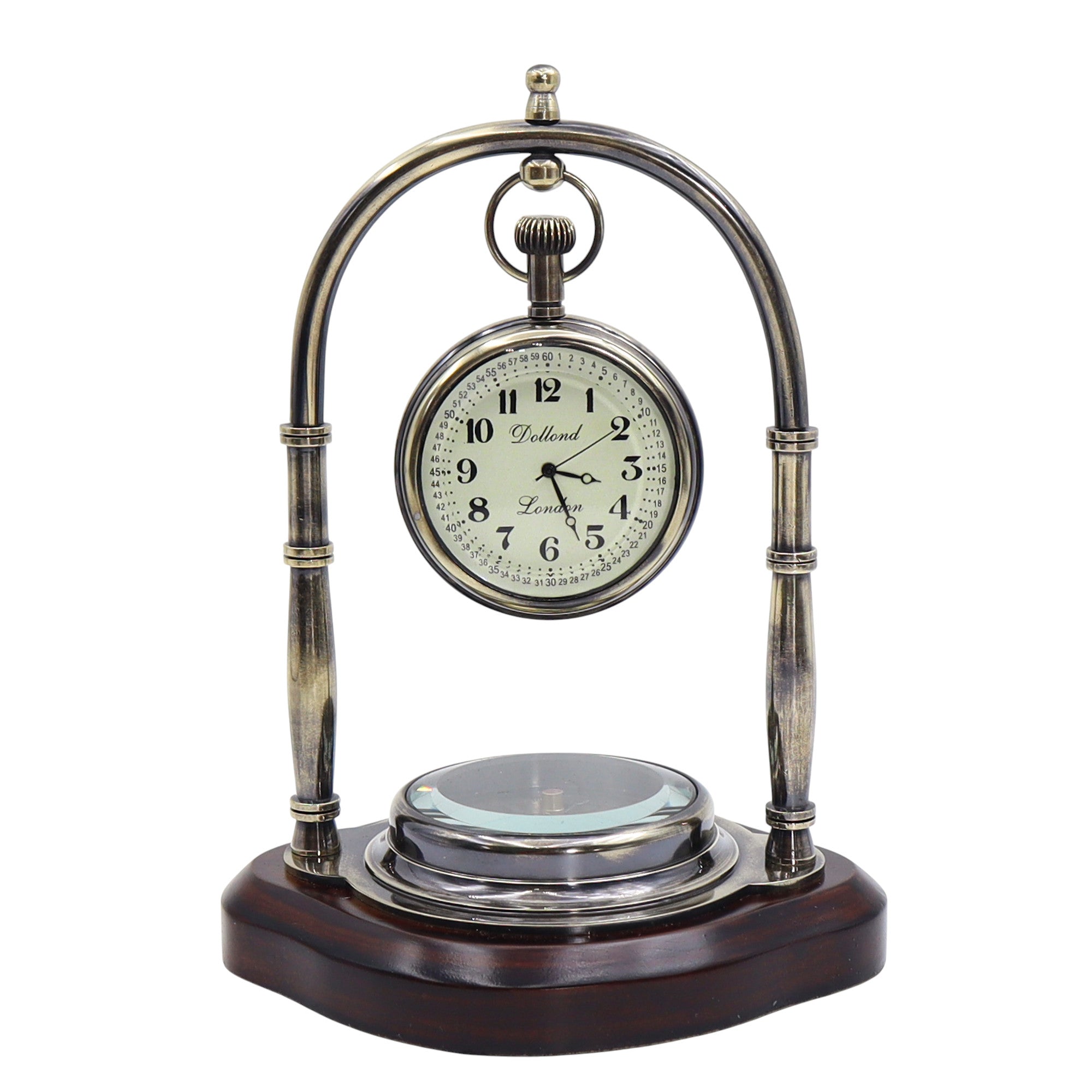 Personalised Gunmetal Desk Clock with Compass
