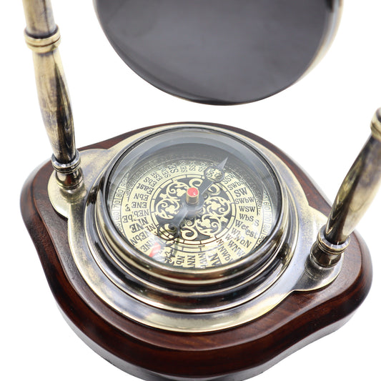 Personalised Gunmetal Desk Clock with Compass