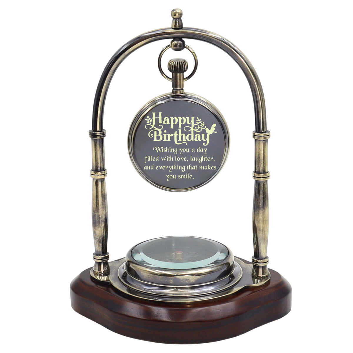 Personalised Gunmetal Desk Clock with Compass