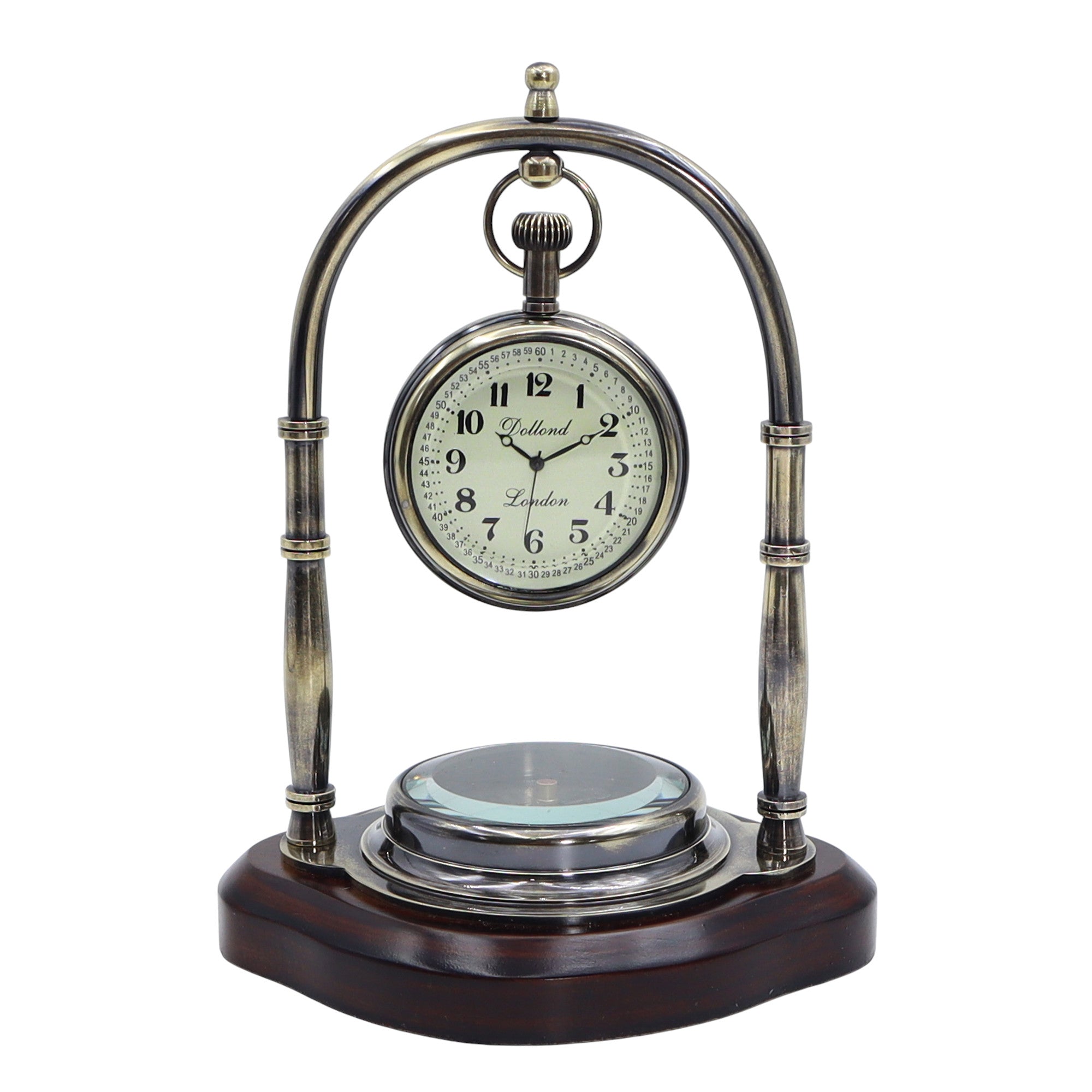 Personalised Gunmetal Desk Clock with Compass