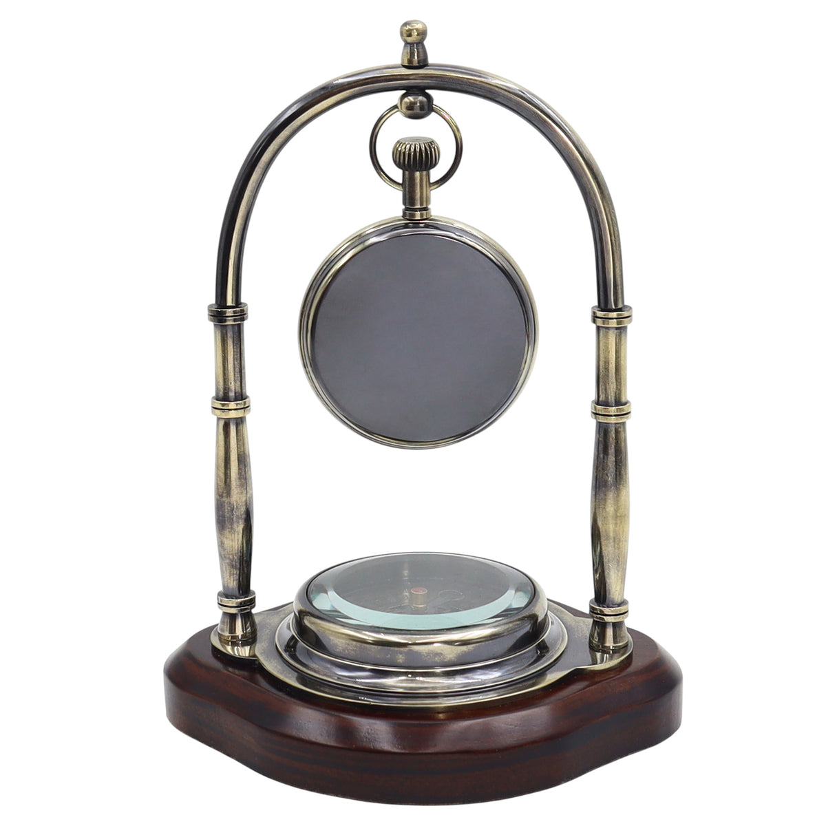 Personalised Gunmetal Desk Clock with Compass