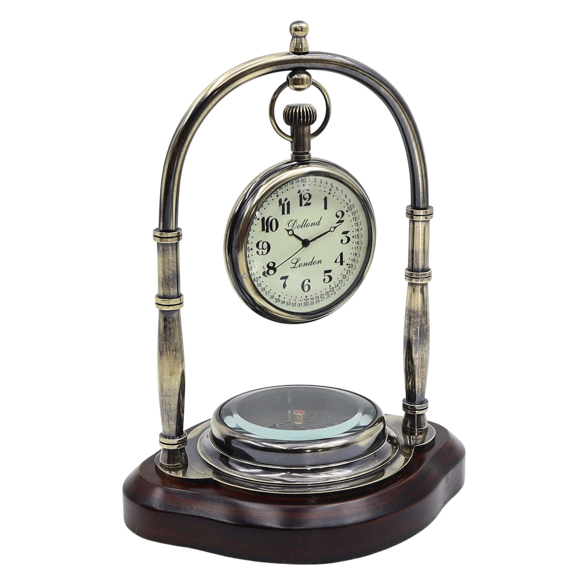 Personalised Gunmetal Desk Clock with Compass
