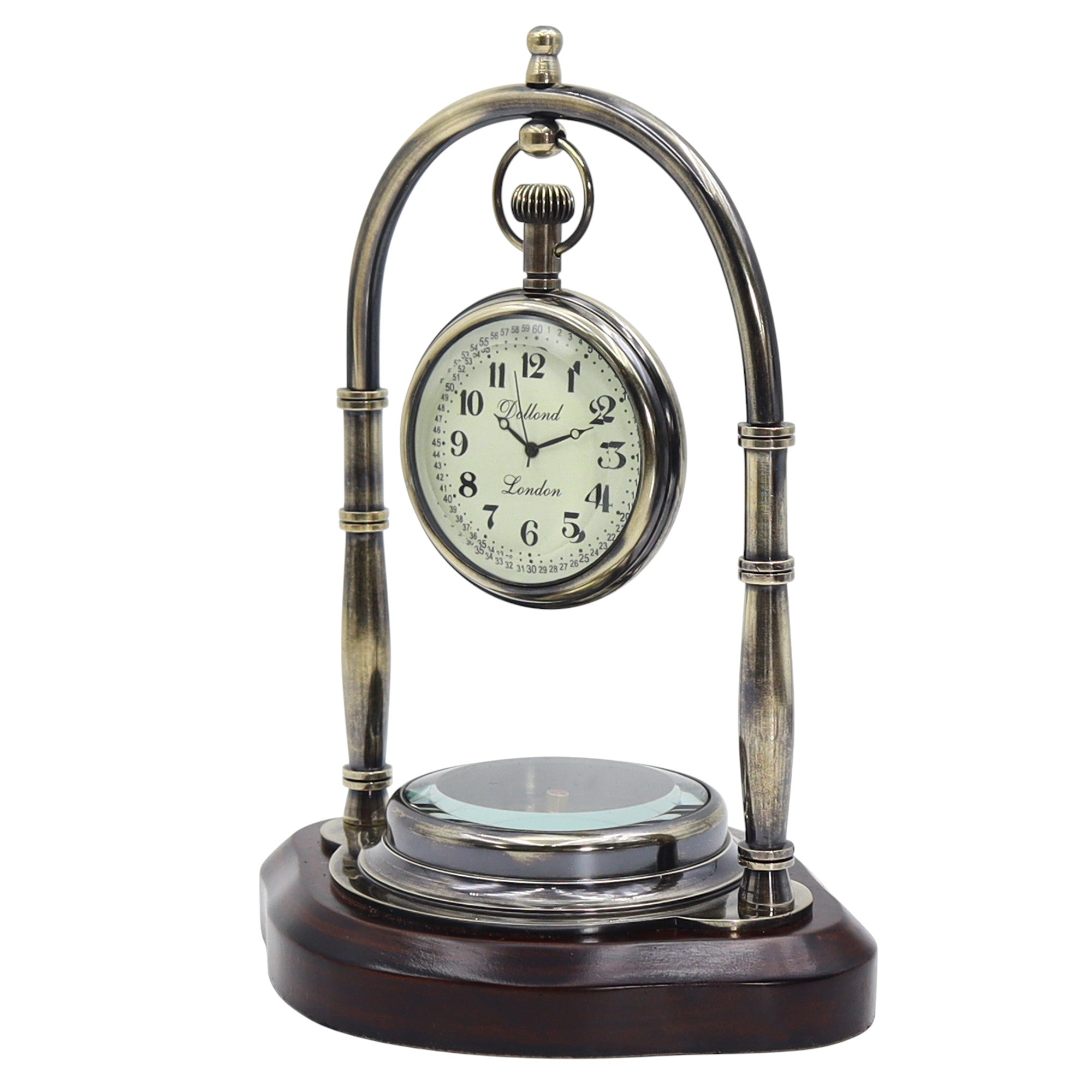 Personalised Gunmetal Desk Clock with Compass