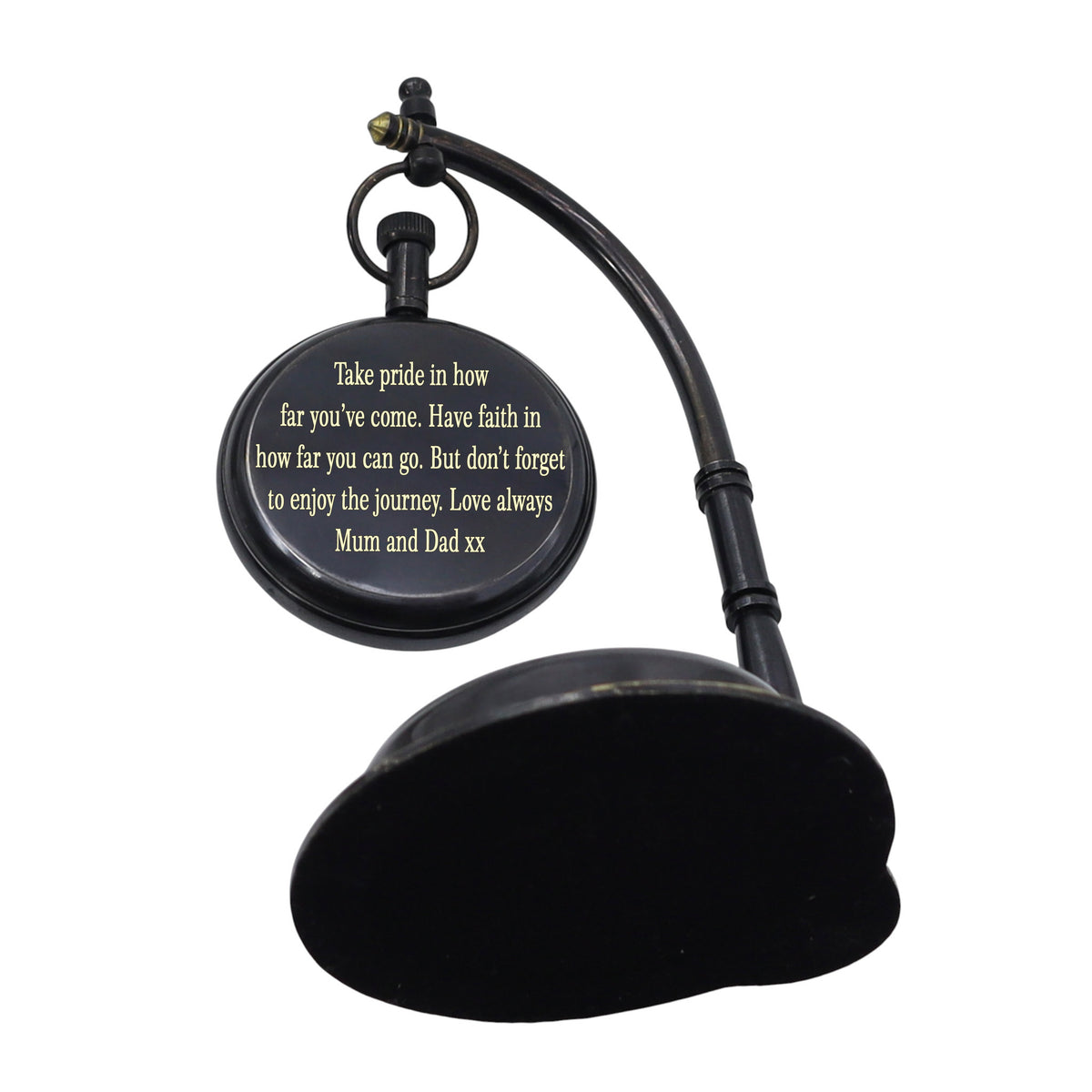 Personalised The Mariner Gunmetal Desk Clock with Compass