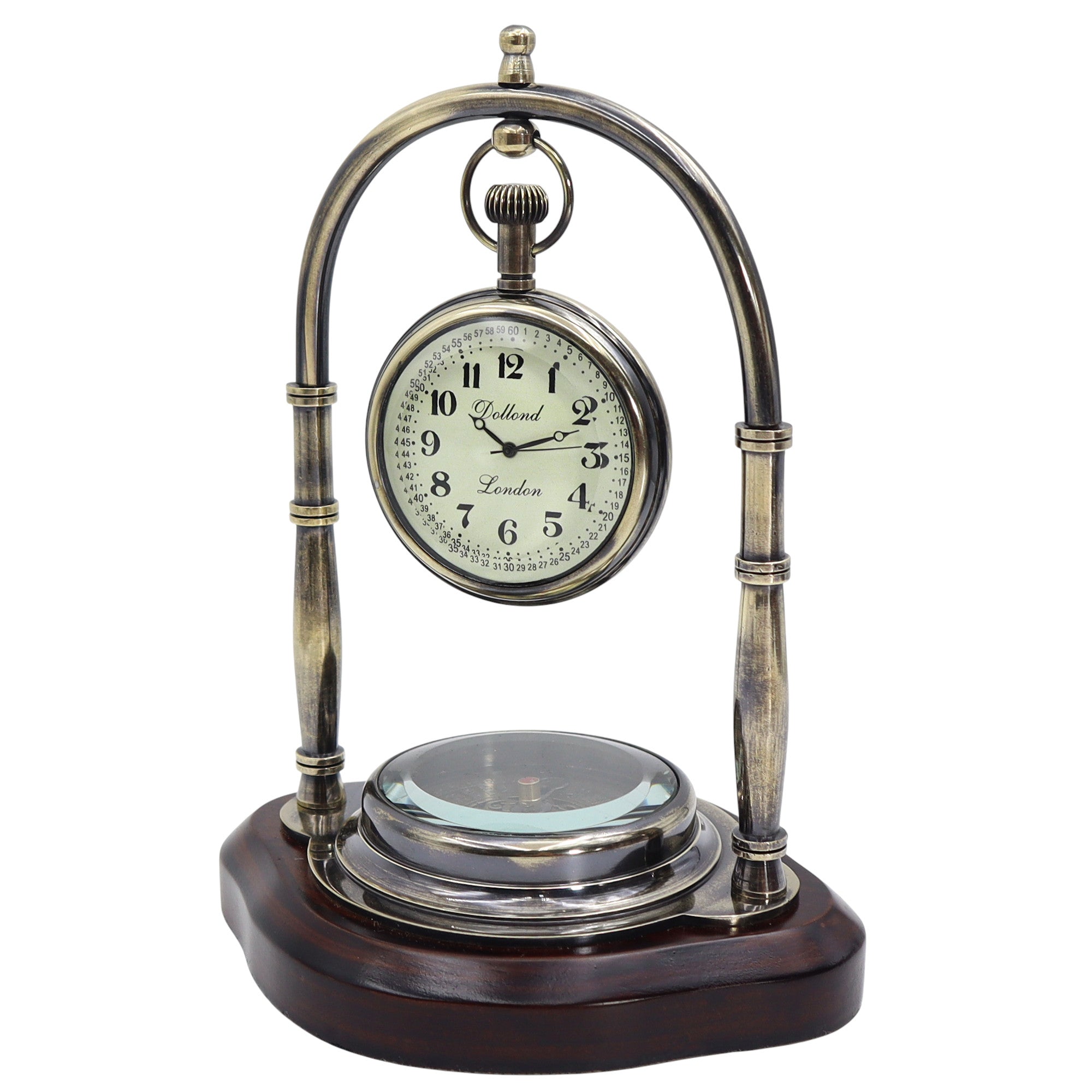 Personalised Gunmetal Desk Clock with Compass