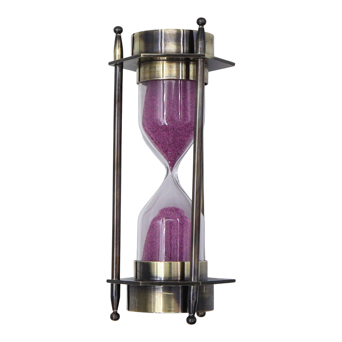 Bronze Hourglass with Pink Sand and Compass
