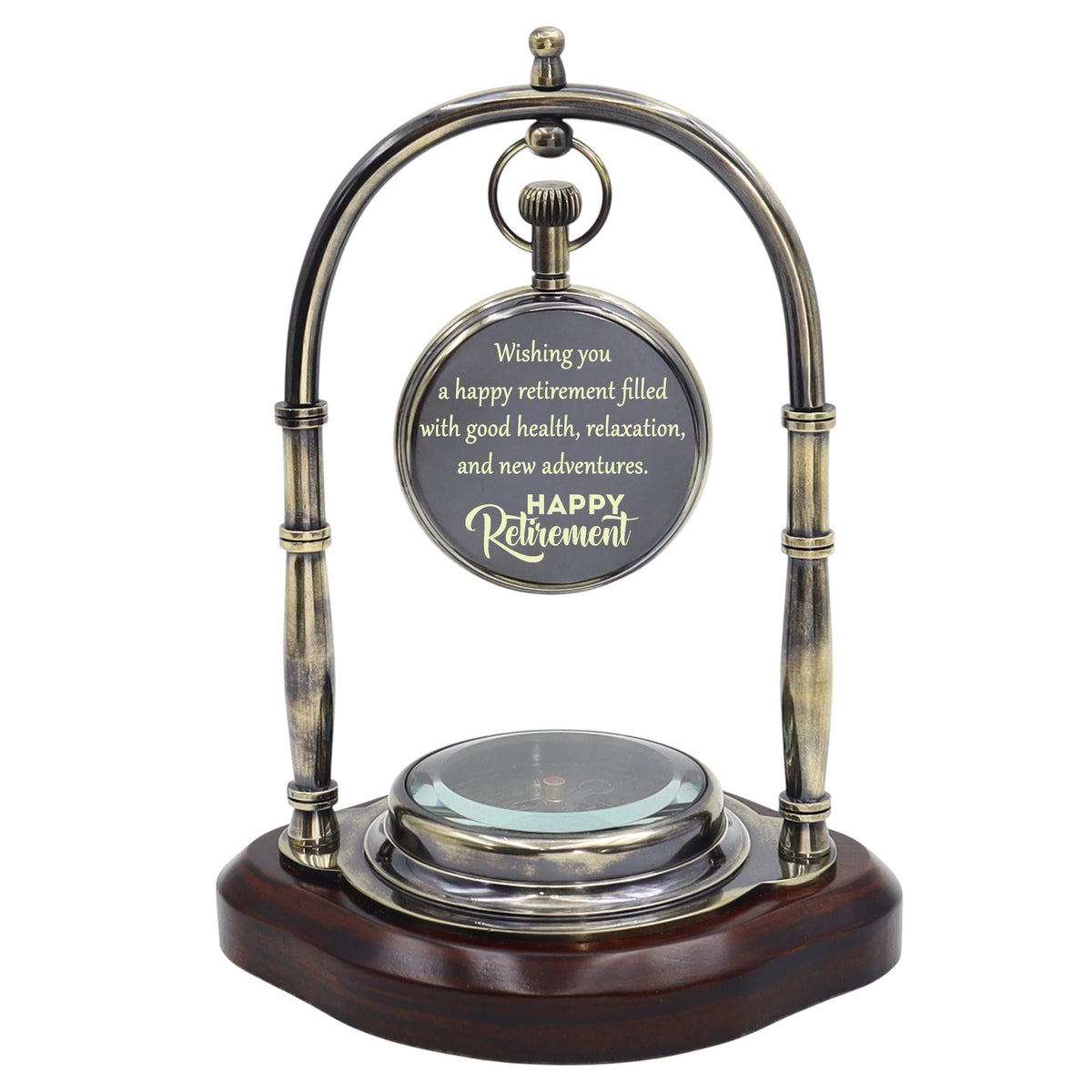 Personalised Gunmetal Desk Clock with Compass