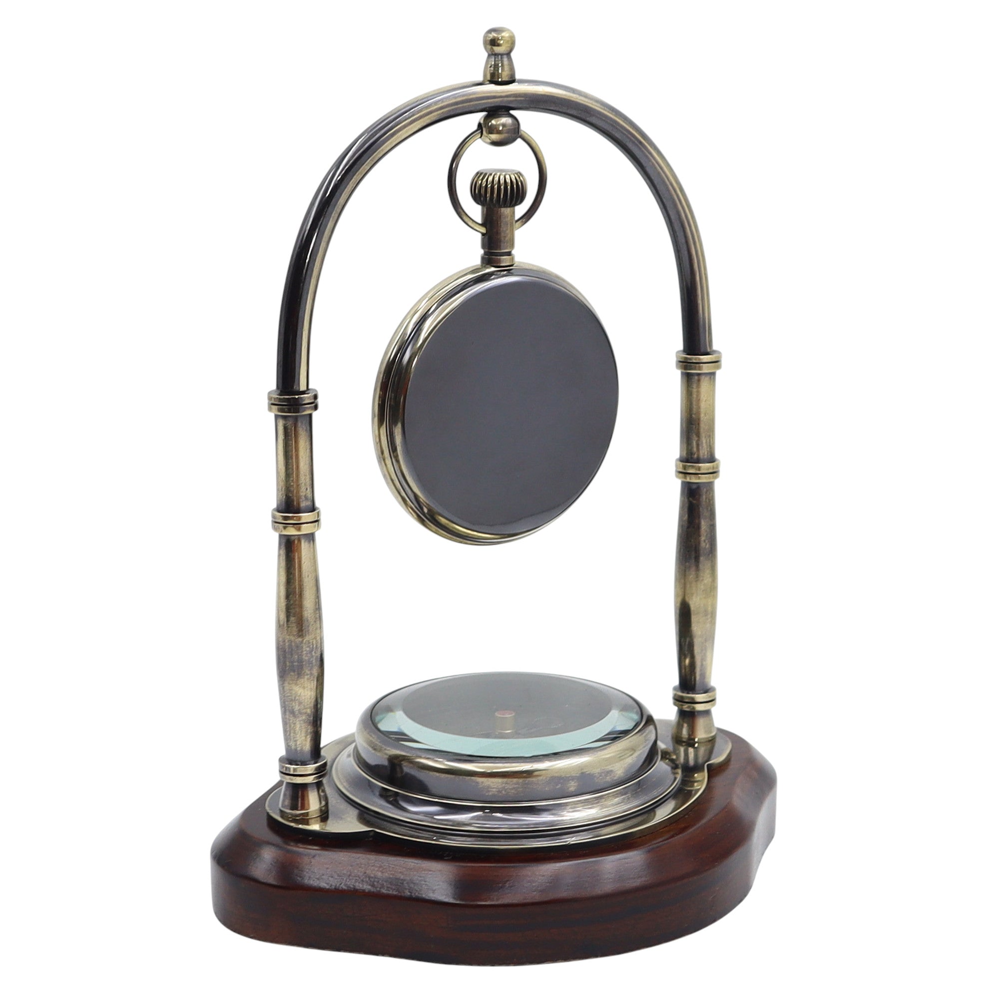 Personalised Gunmetal Desk Clock with Compass
