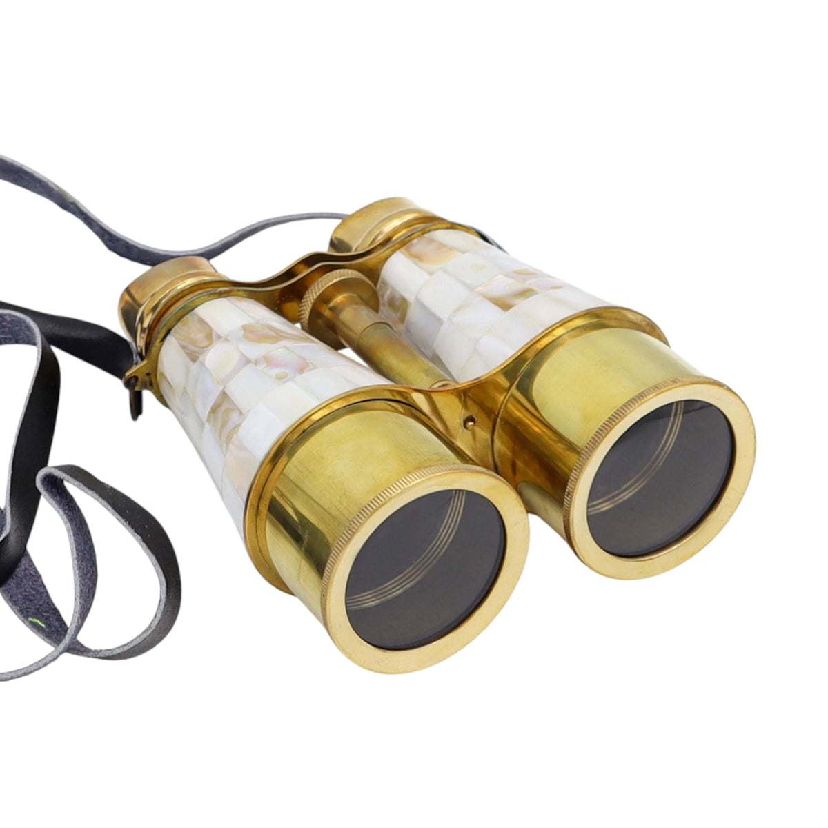 Custom Binoculars with Mother of Pearl in White Leather Case