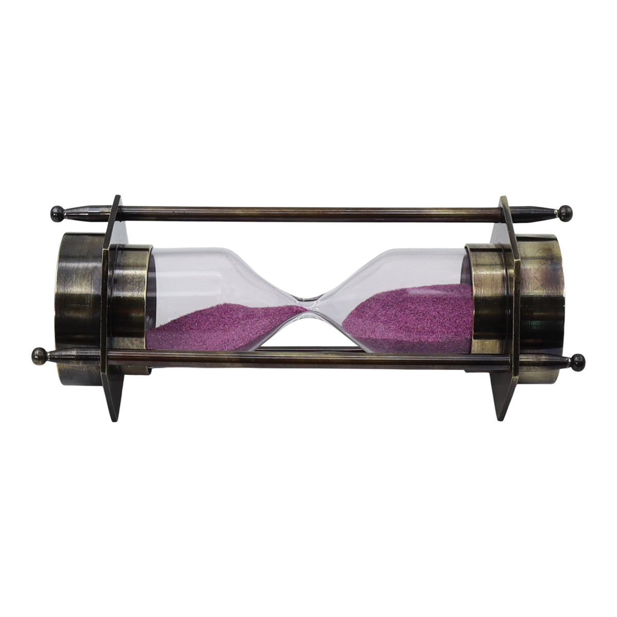 Bronze Hourglass with Pink Sand and Compass