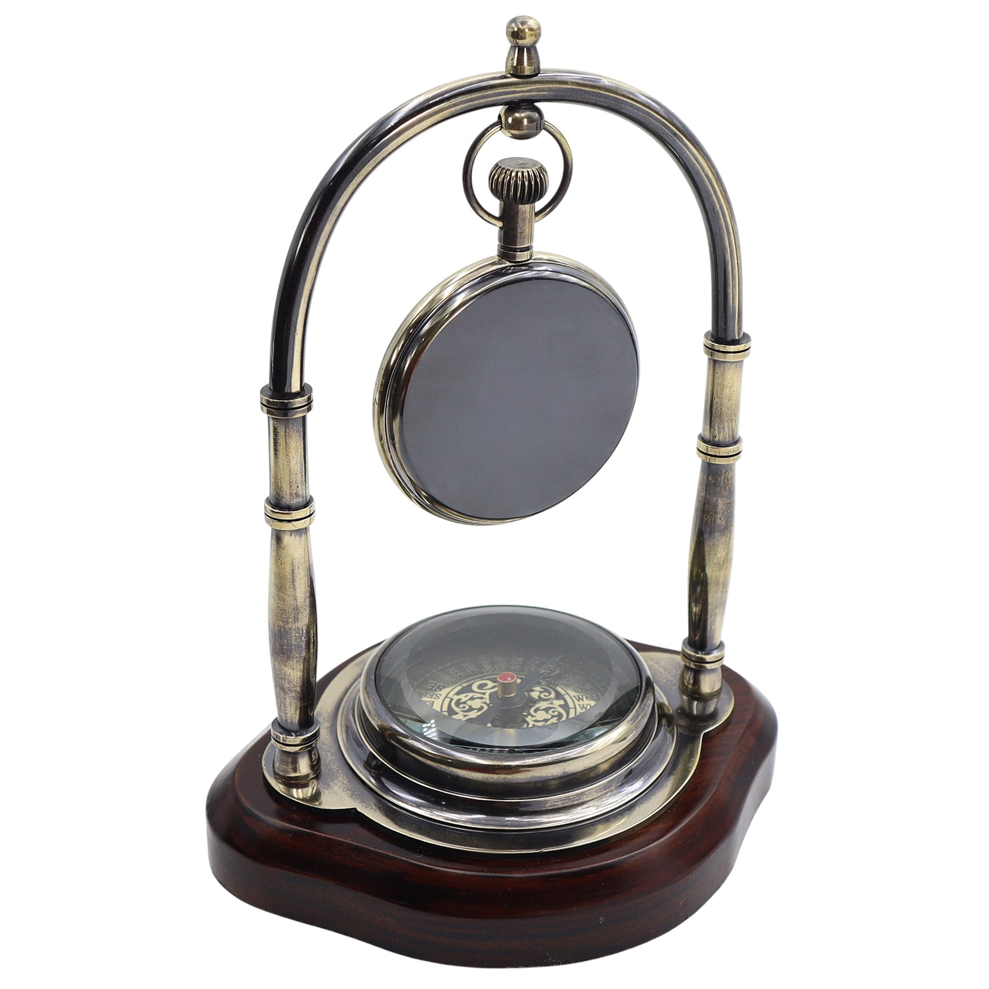 Personalised Gunmetal Desk Clock with Compass
