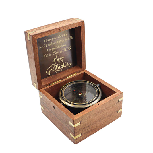 Personalised Heritage Gimbal Compass for Graduation Gift