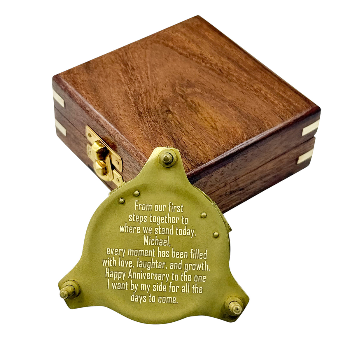 Personalised 3-Inch Adjustable Sundial Compass Anniversary Gift