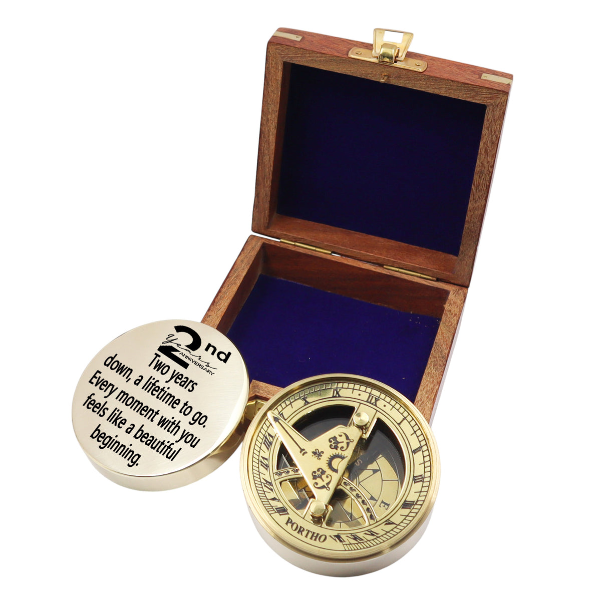 Personalised 2nd Anniversary Signature Sundial Compass