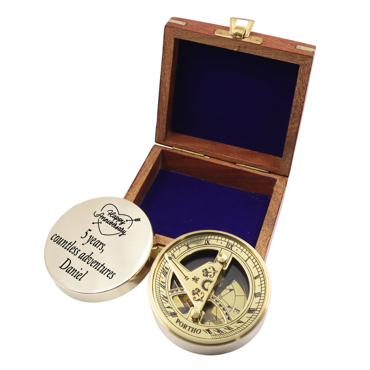 Personalised 5th Anniversary Signature Sundial Compass