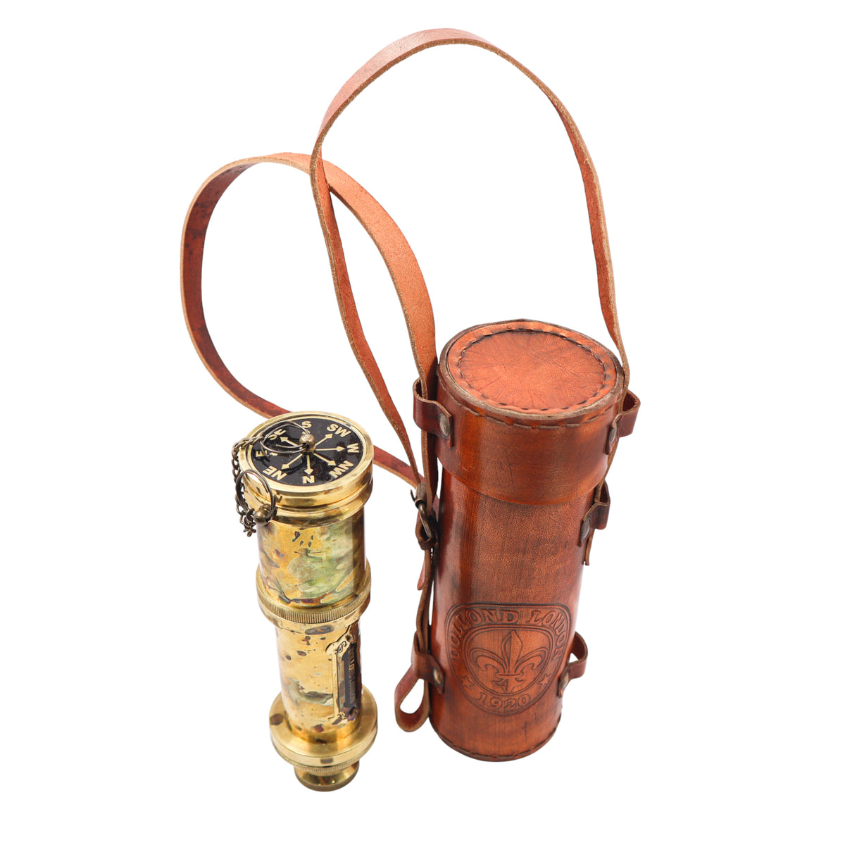 Brass Handheld Antique Finish Telescope with Leather Case